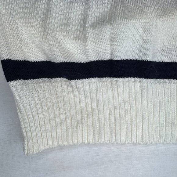 VINTAGE NWT Ralph Lauren Polo Golf Cotton Sweater Large Striped Crewneck Navy - Picture 4 of 10